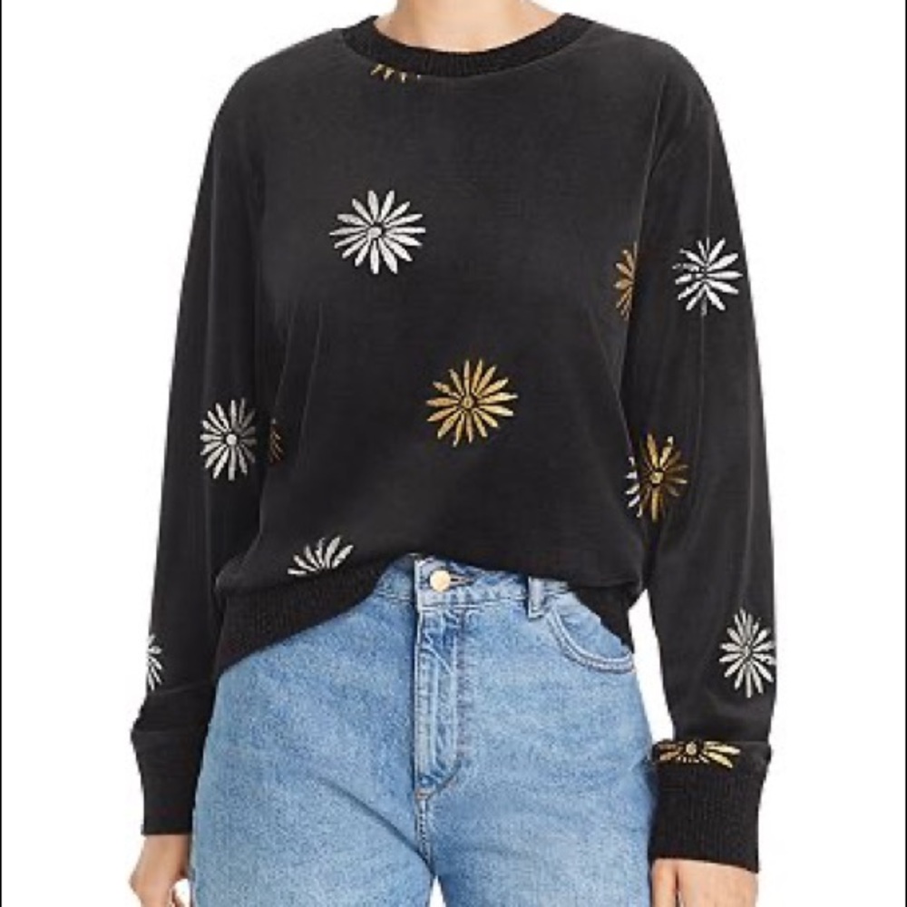 Splendid x Margherita Missoni Daisy Print Velour Sweatshirt